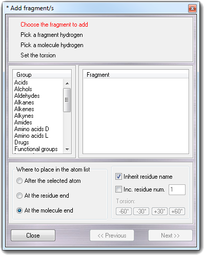 Select database and fragment