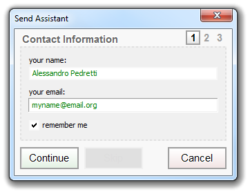 Contact information dialog