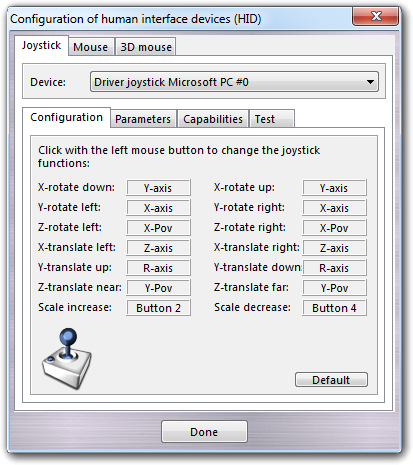 Joystick function assignment