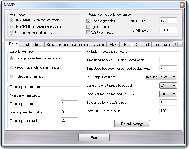 Basic functions and Interactive Molecular Dynamics