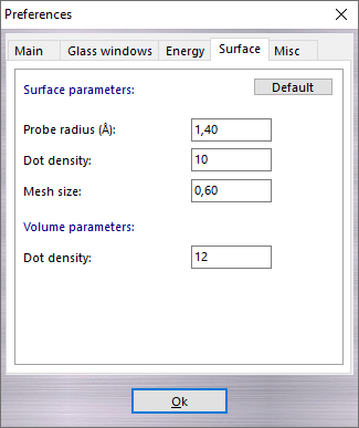 Surface and volume settings