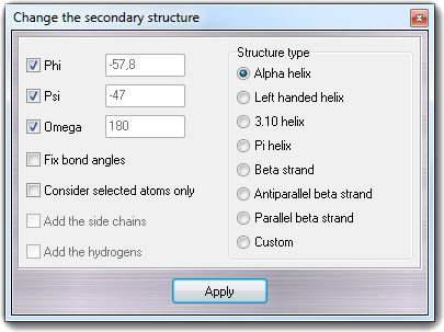 Change the secondary structure