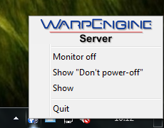 WarpEngine server menu